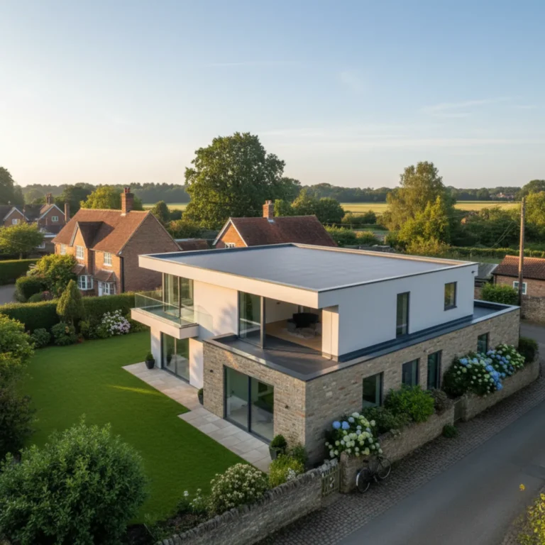 Modern flat roof installation on a home in Chipperfield, Hertfordshire